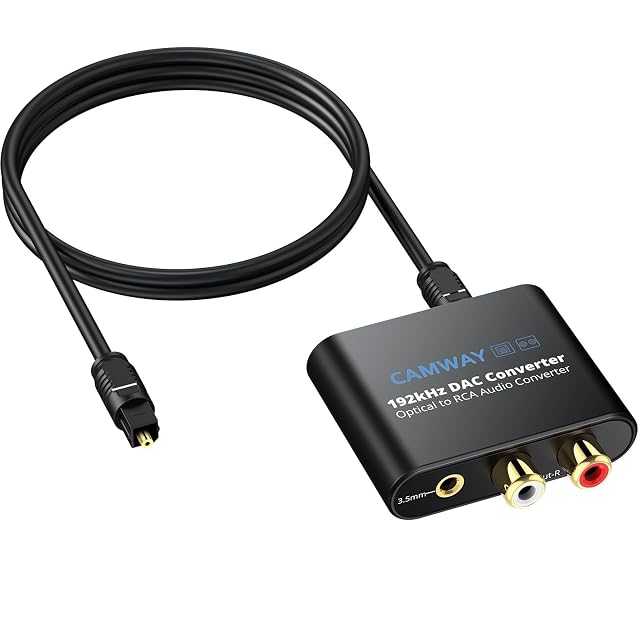 Convertitore DAC CAMWAY 192 kHz con collegamenti ottico e RCA
