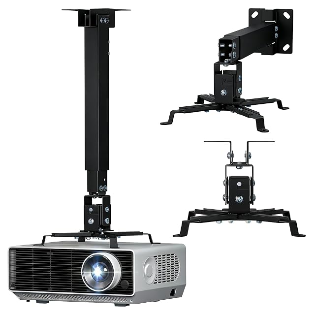 Supporto universale per proiettore WALI PM-003-B con asta di prolunga in nero