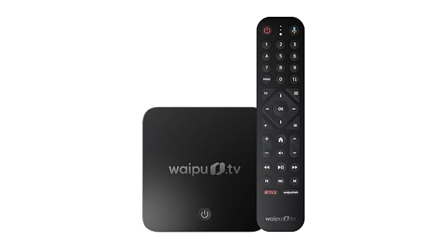 Apparecchio per lo streaming 4K waipu.tv Box con telecomando retroilluminato