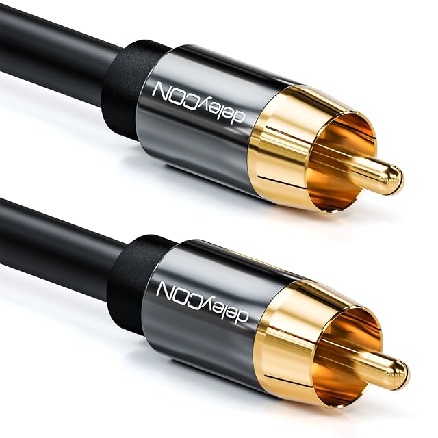 Cavo per subwoofer RCA schermato deleyCON con connettori dorati