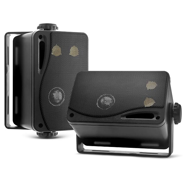 Diffusori da parete per esterno Pyle PLMR24B con certificazione nautica in nero