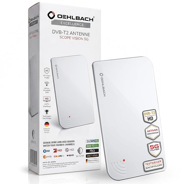 Antenna DVB-T2 attiva Oehlbach Scope Vision 5G in bianco
