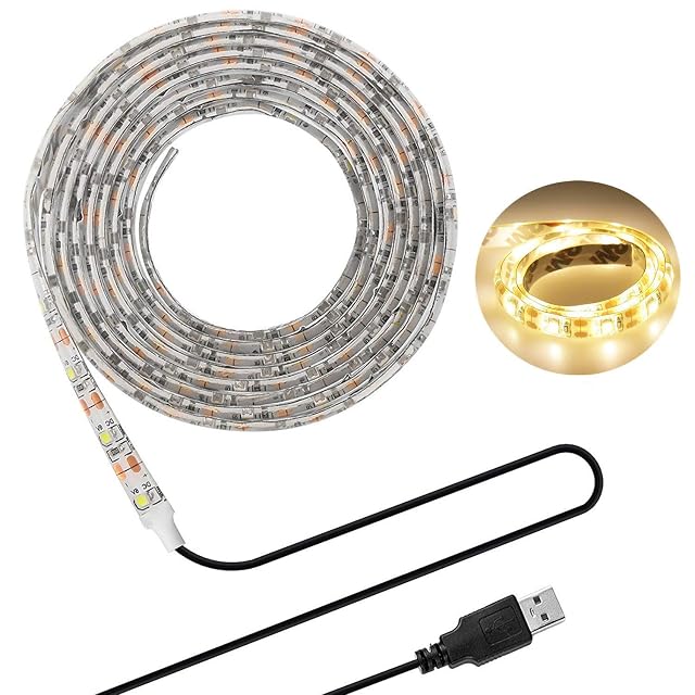 Striscia LED USB retroilluminante HapopFan in bianco caldo